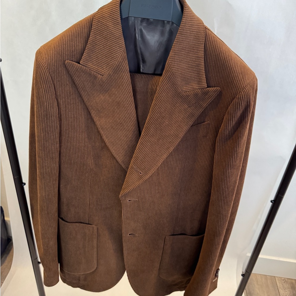 Brown Corduroy Custom Made Men's Suit w/ Pants